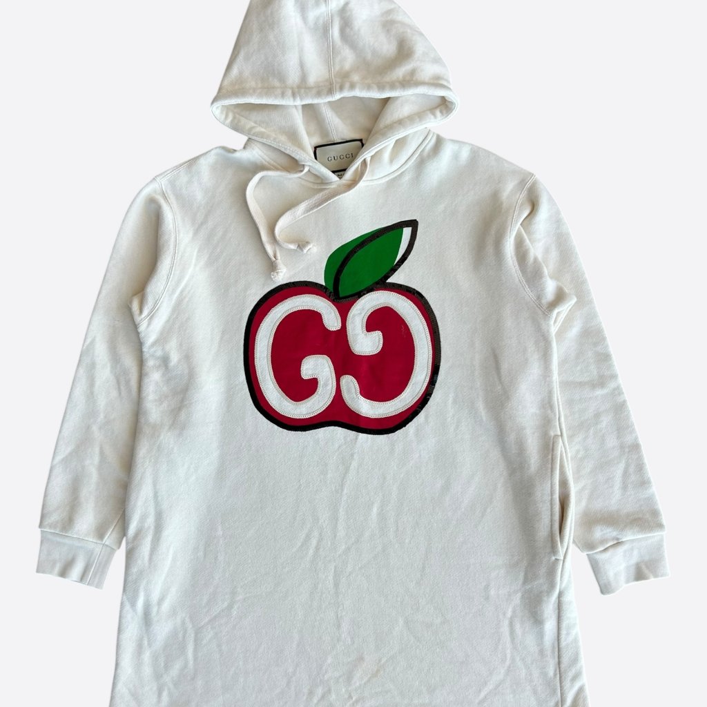 Gucci Cream Sequin Apple Logo Hooded Dress